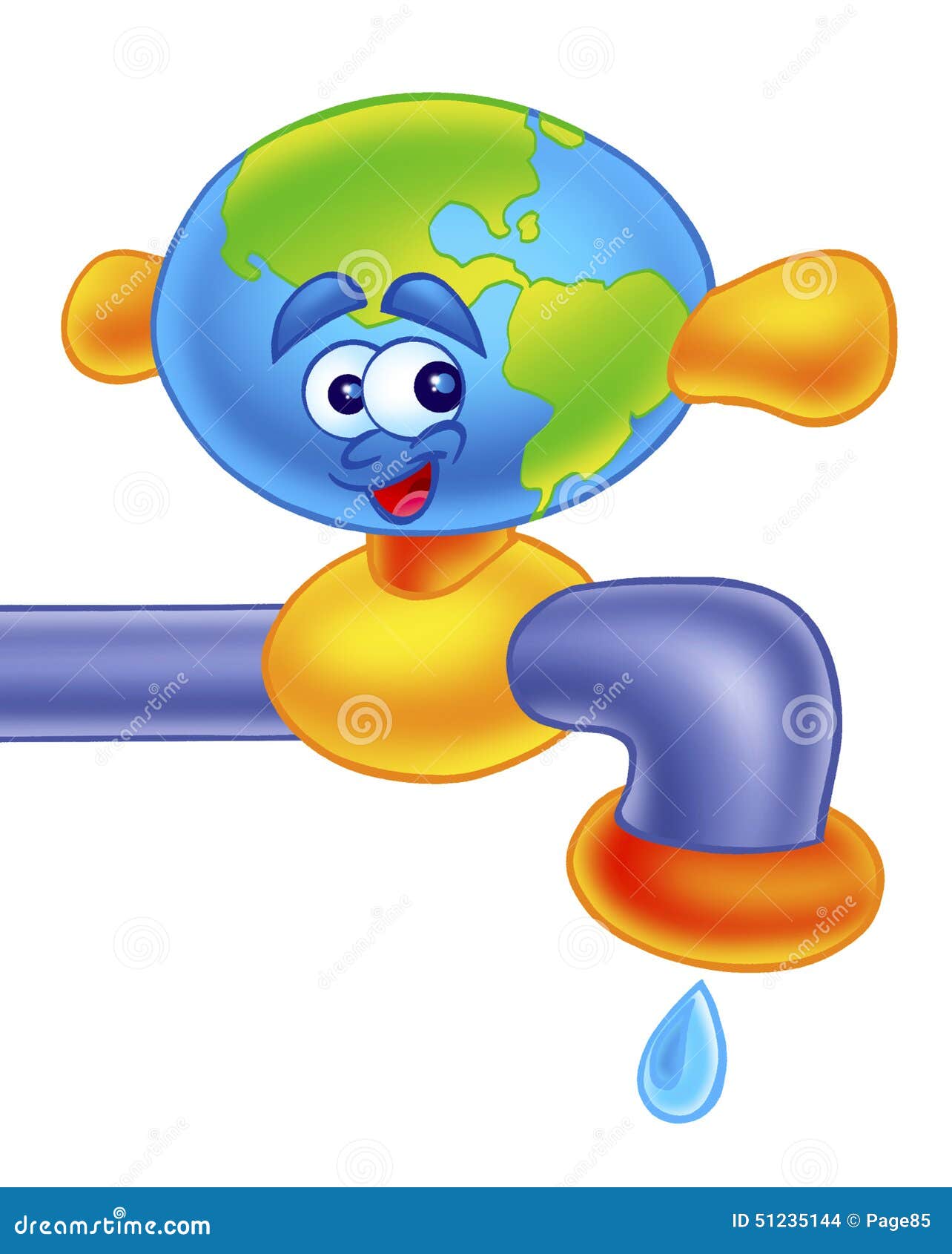 Funny water faucet stock illustration. Illustration of water 51235144