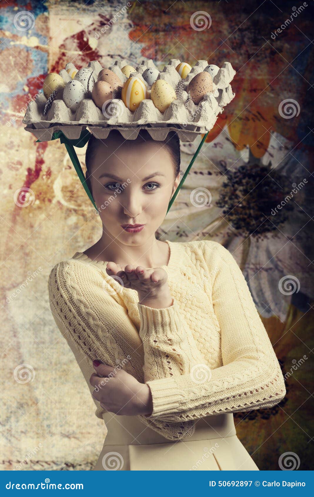 Funny Woman With Easter Eggs Stock Photo - Image: 50692897