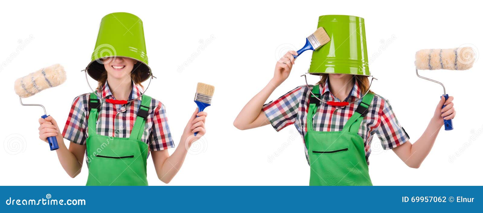 The Funny Woman Painter Isolated on White Stock Photo Image of comic