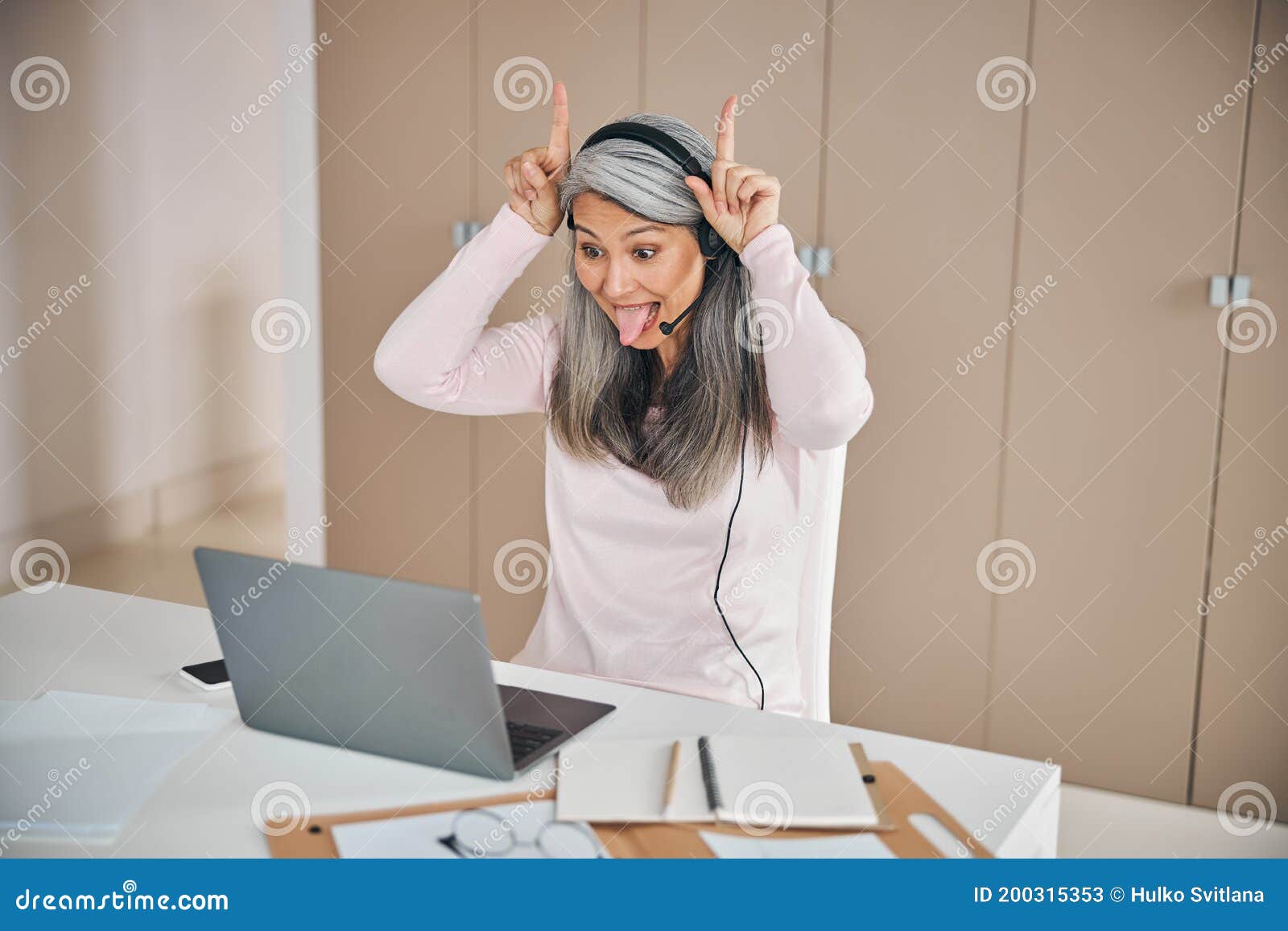 Funny Woman Teacher Conducting Lessons on Video Call with Children Stock  Image - Image of class, communication: 200315353
