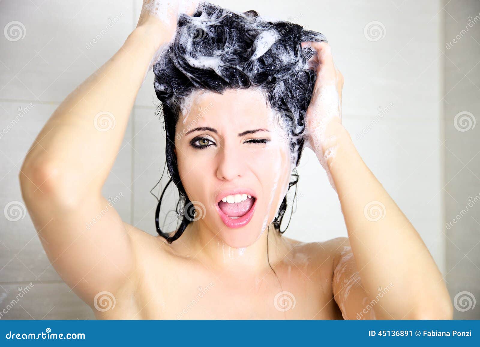 Funny Woman Washing Hair with Soap in Eyes Stock Image - Image of healthy, funny: 45136891 Funny Woman Washing Hair with Soap in Eyes Stock Image - Image of healthy, funny: 45136891