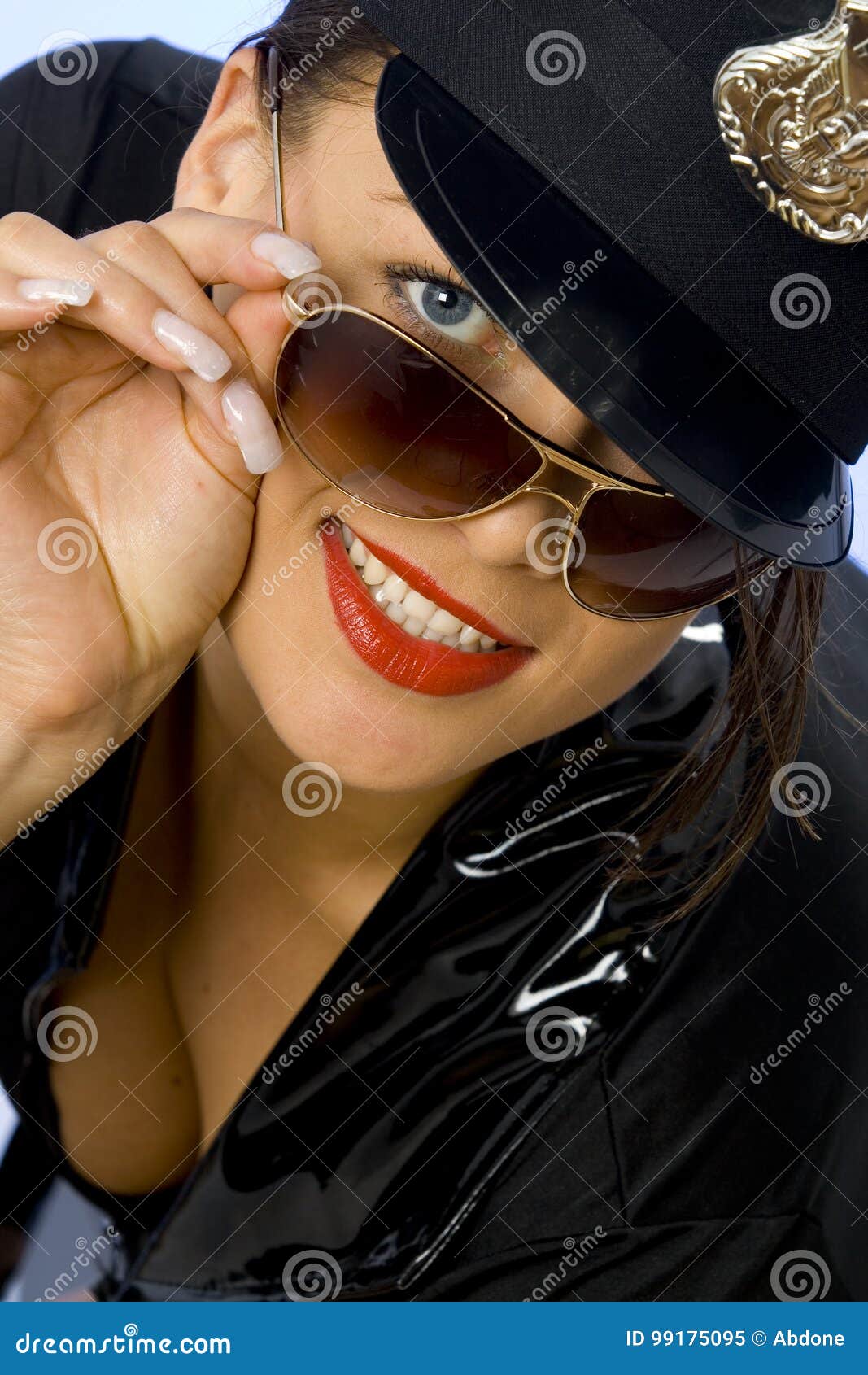Funny Woman Wearing a Police Costume Stock Image - Image of arms, woman:  99175095