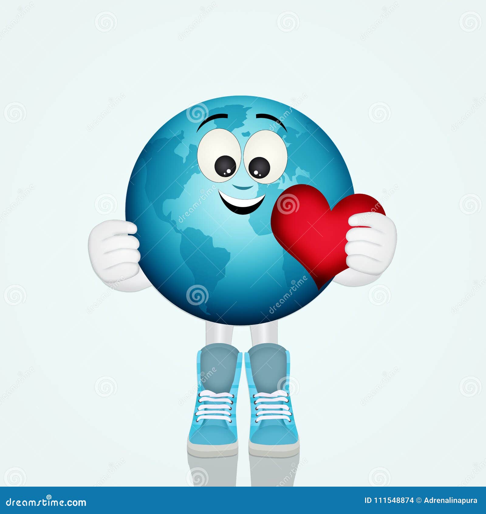 Funny world with heart stock illustration. Illustration of comic ...