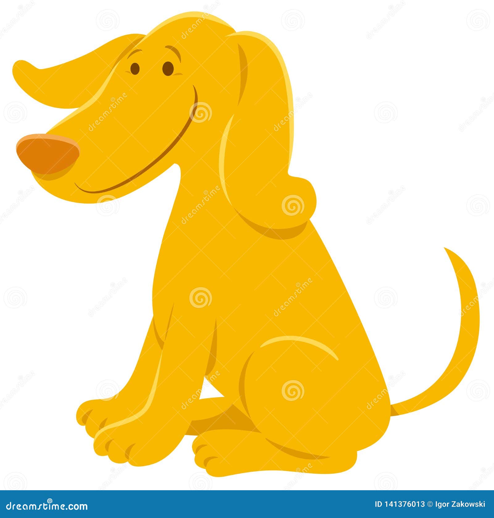 Funny Yellow Dog Cartoon Animal Character Stock Vector - Illustration of  vector, character: 141376013