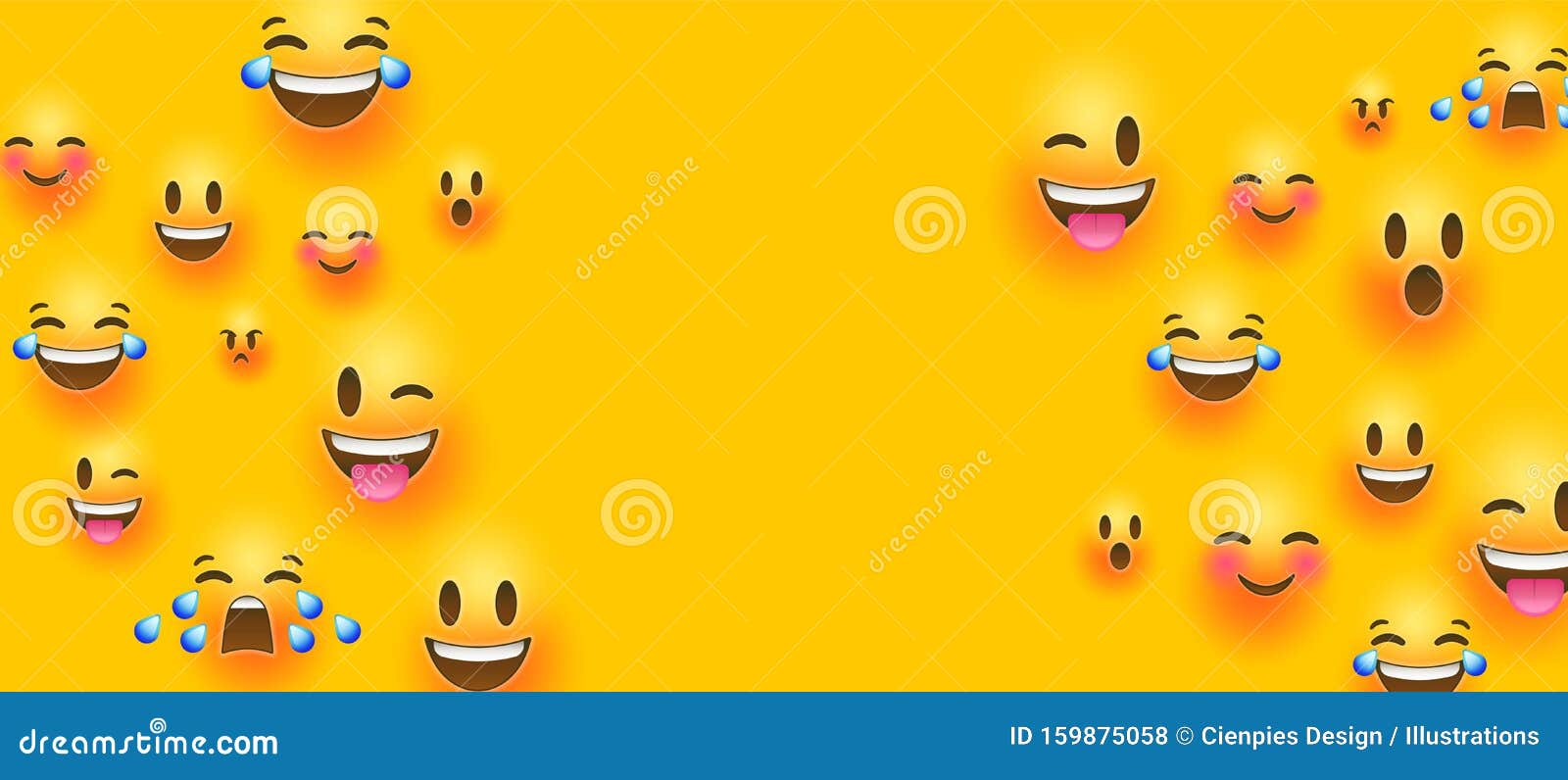Funny Yellow Emoticon Face Copy Space Background Stock Vector -  Illustration of smile, cute: 159875058