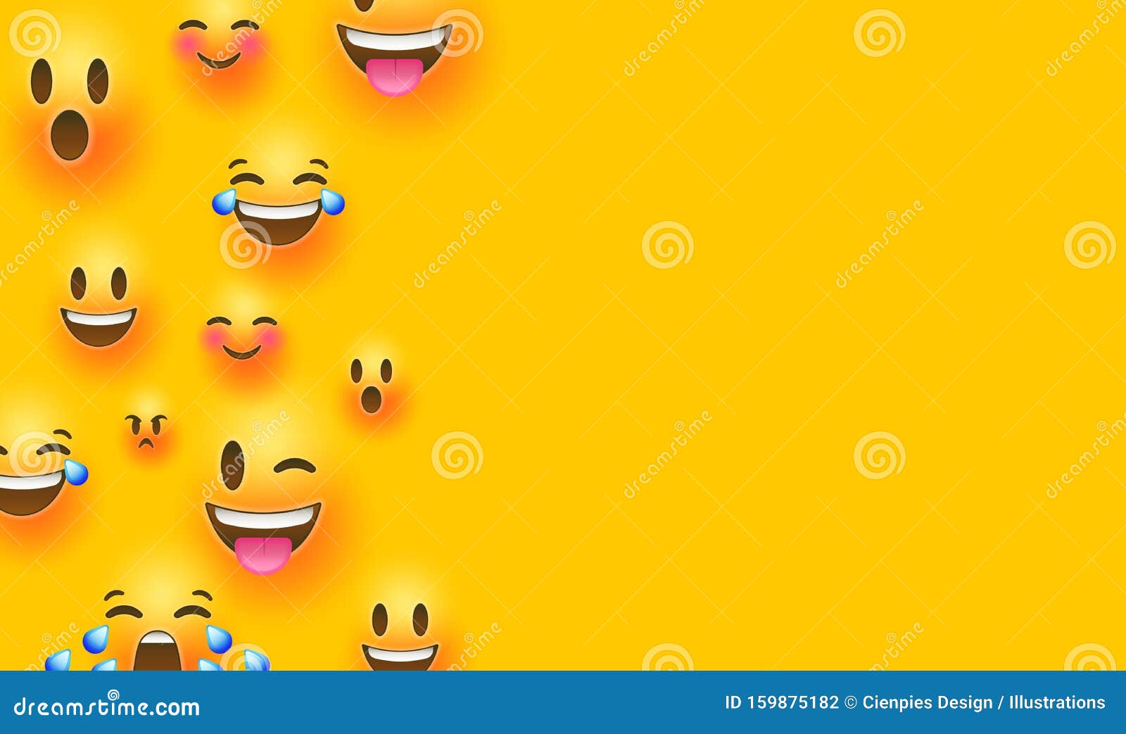Funny Yellow Emoticon Face Copy Space Background Stock Vector -  Illustration of happiness, facial: 159875182