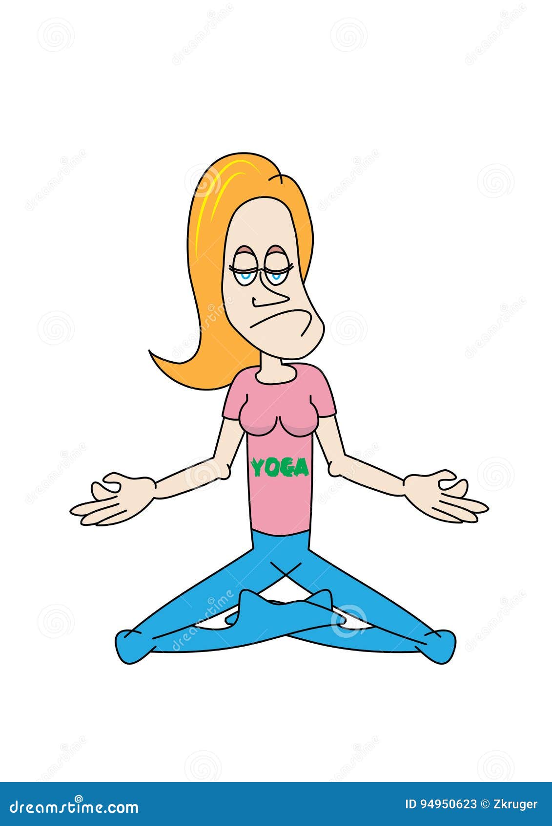 Funny Yoga Woman Character Meditation Stock Vector - Illustration ...