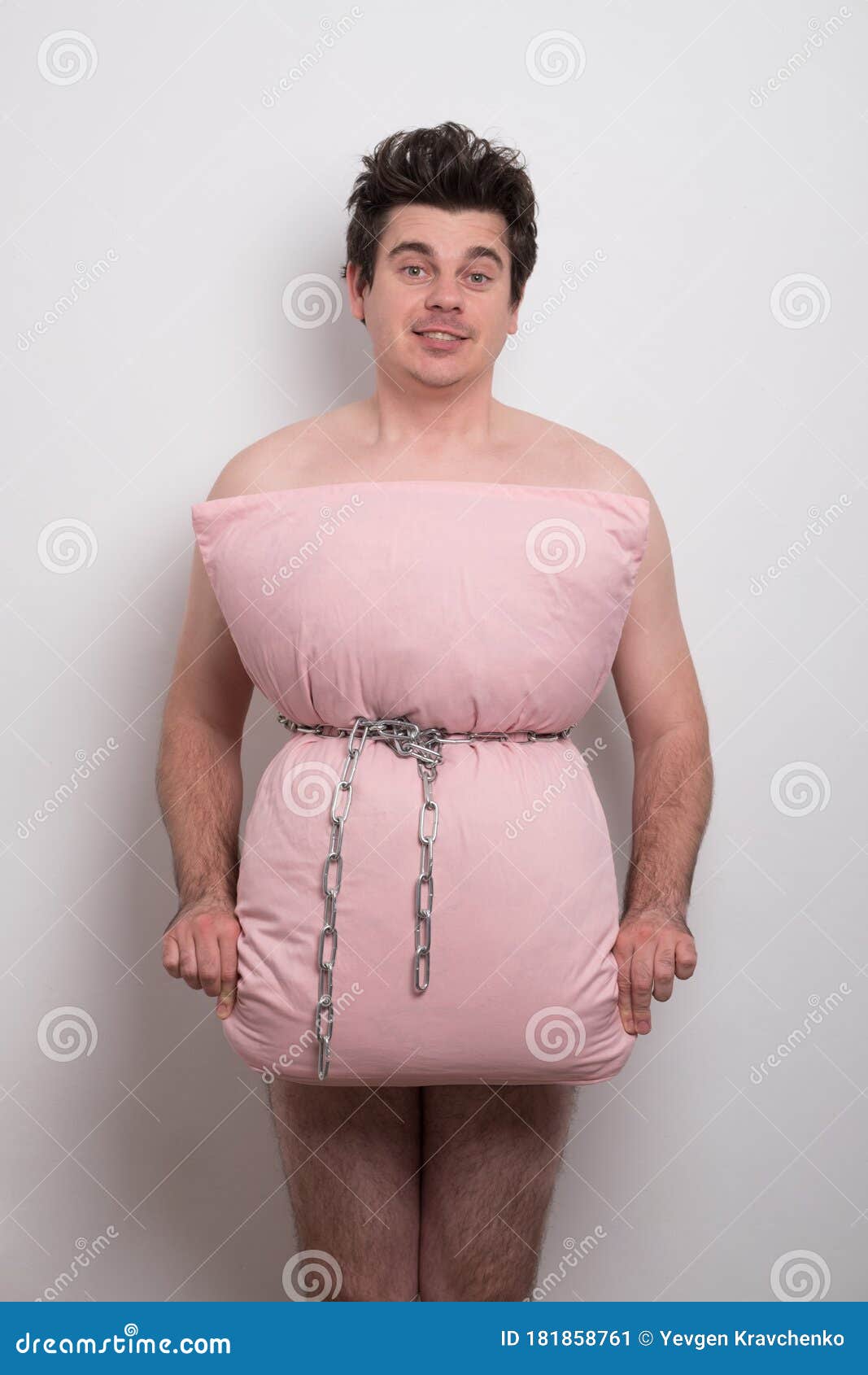 Funny Young Man Flashmob Pillow Dress Challenge in Social Networks in  Quarantine during Coronavirus. Man is Wearing a Pillow Dress Stock Image -  Image of model, challenge: 181858761