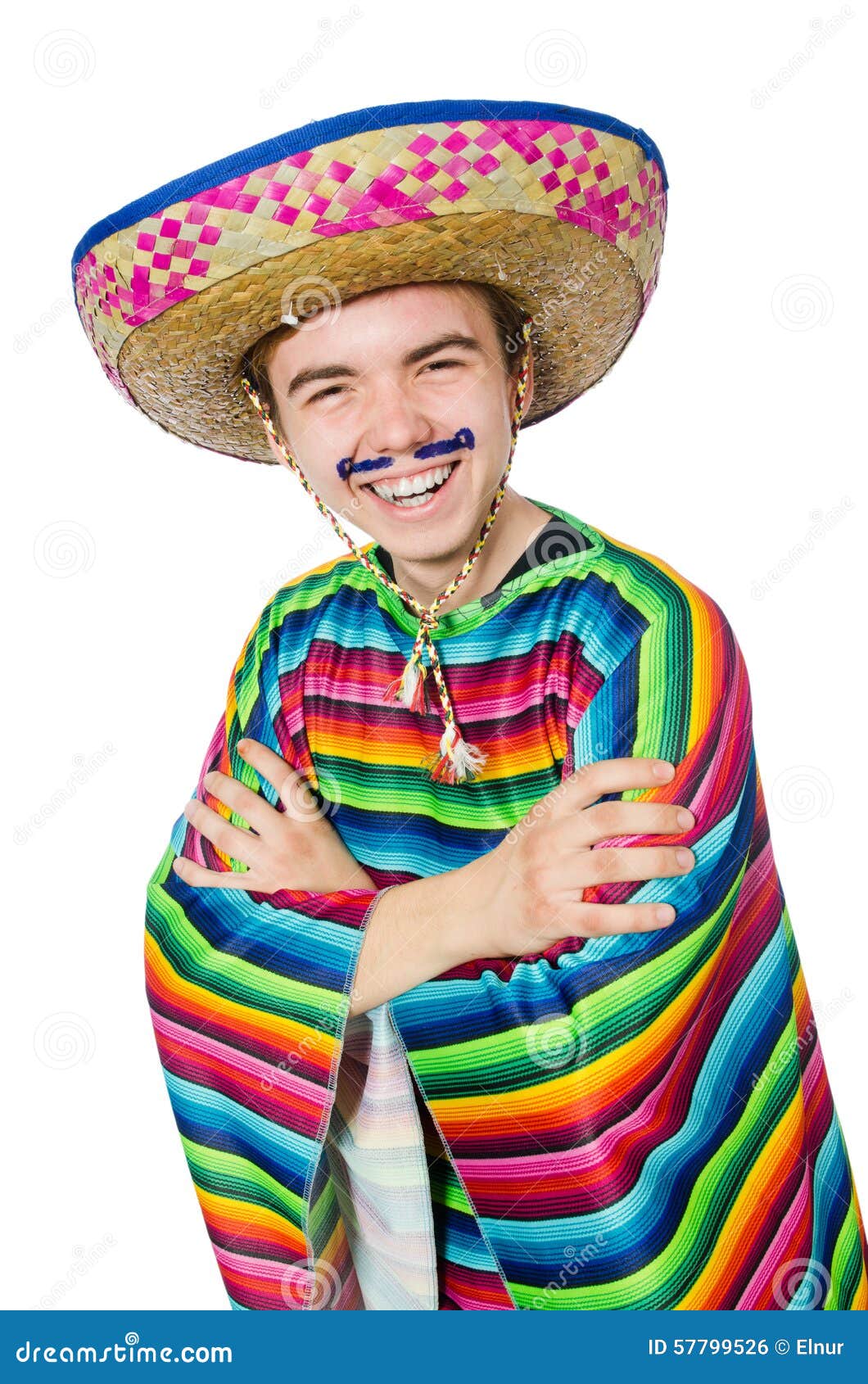 Funny Young Mexican with False Moustache Isolated Stock Photo - Image ...