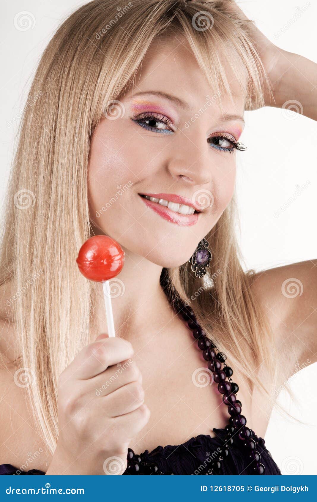 Funny Young Woman with a Lollipop Stock Image Image of alluring, girl