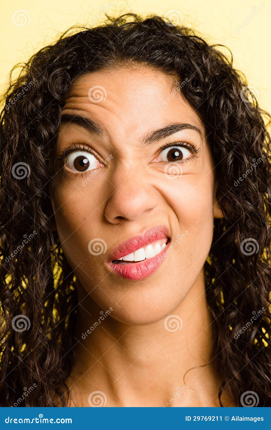 Funny Woman Portrait Real People High Definition Yellow Background Stock Image Image of young