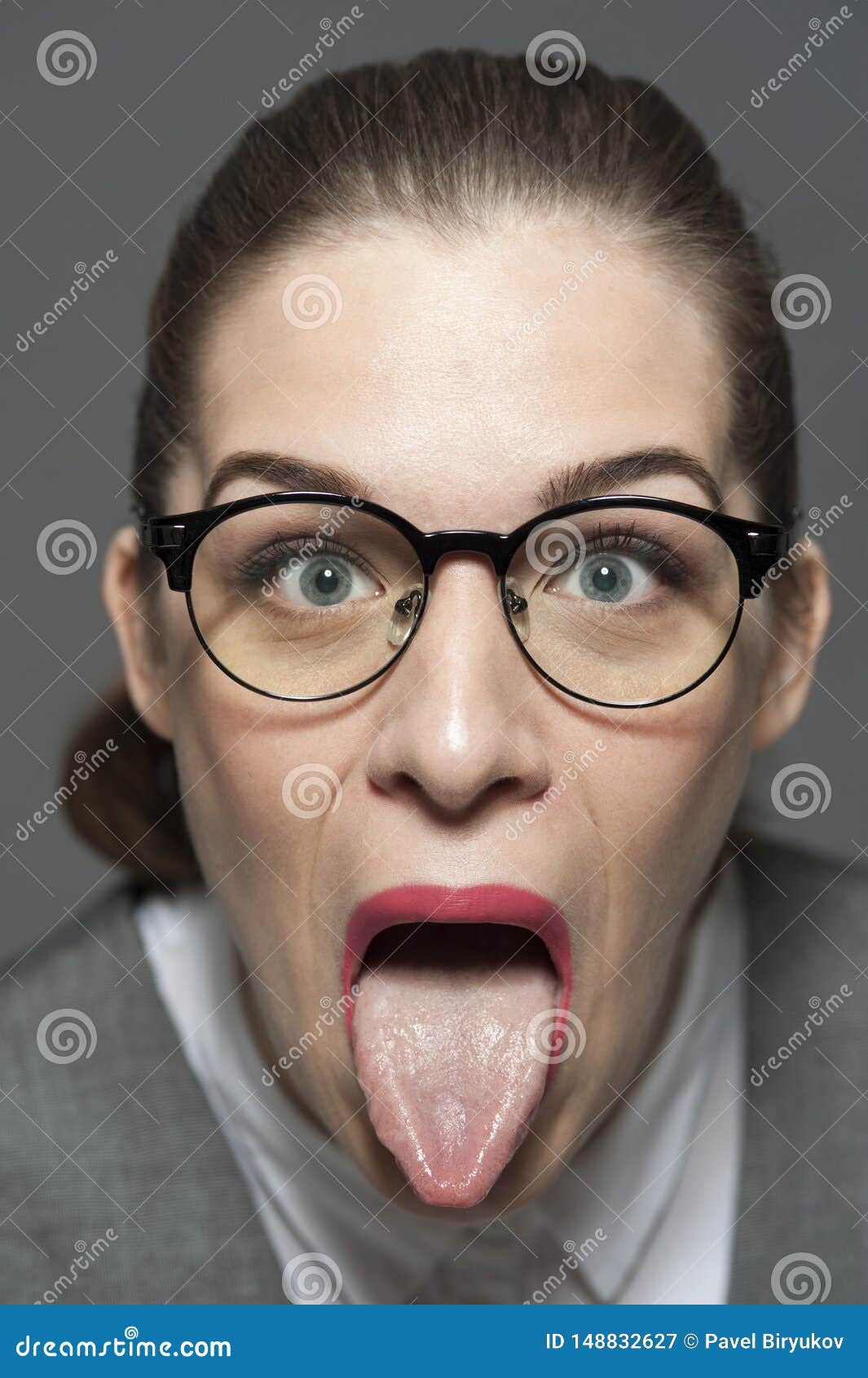 Funny Young Woman Showing Her Tongue Stock Image Image Of Corporate Professional 148832627 