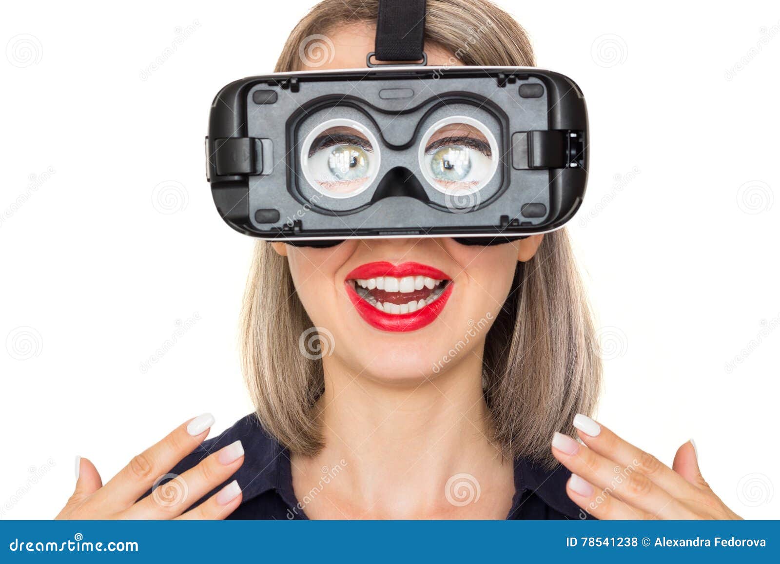 Funny Young Woman Using Vr Glasses Stock Photo - Image of recreation,  front: 78541238