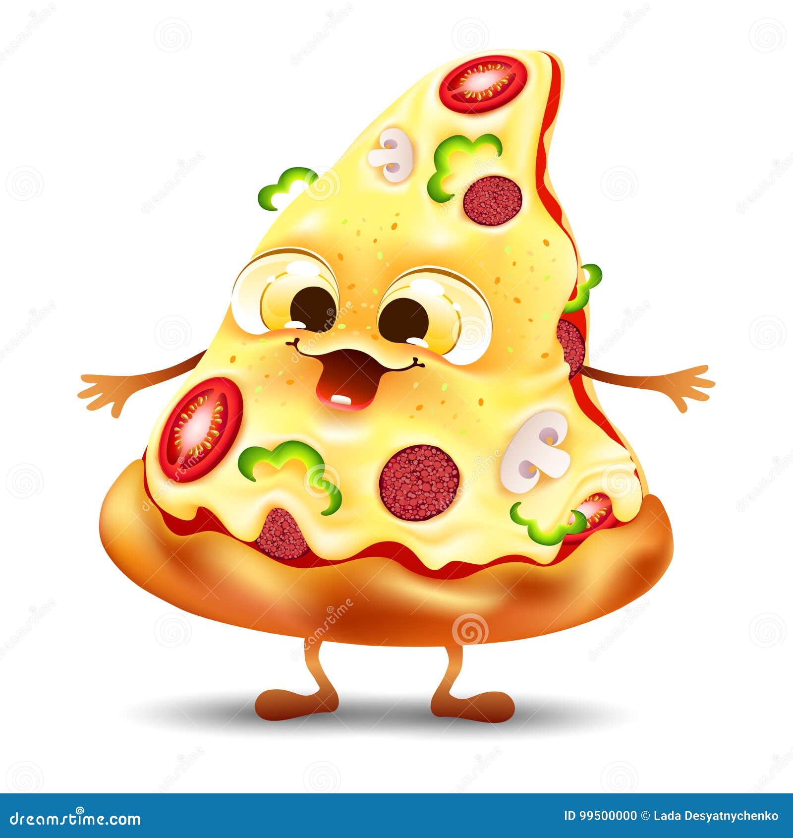 Funny Yummy Pizza Slice Character Stock Vector   Illustration of ...