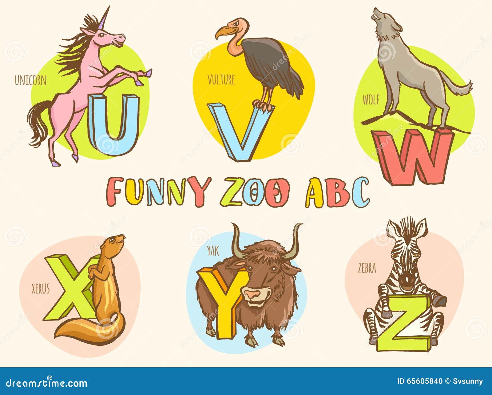 Funny Zoo Animals Kid S Alphabet. Hand Drawn Ink Colorful Style Stock  Vector - Illustration of colorful, background: 65605840