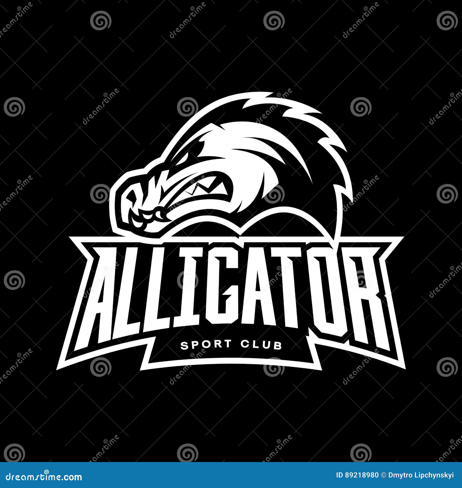 furious alligator sport mono  logo concept  on dark background