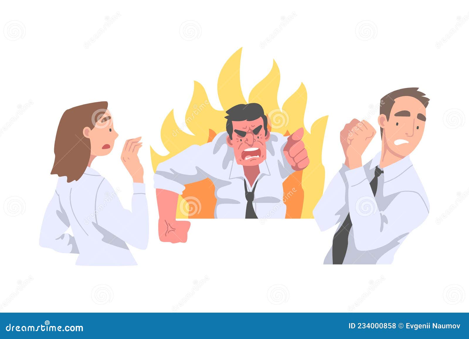 furious chief screaming and yelling in anger at scared employee  