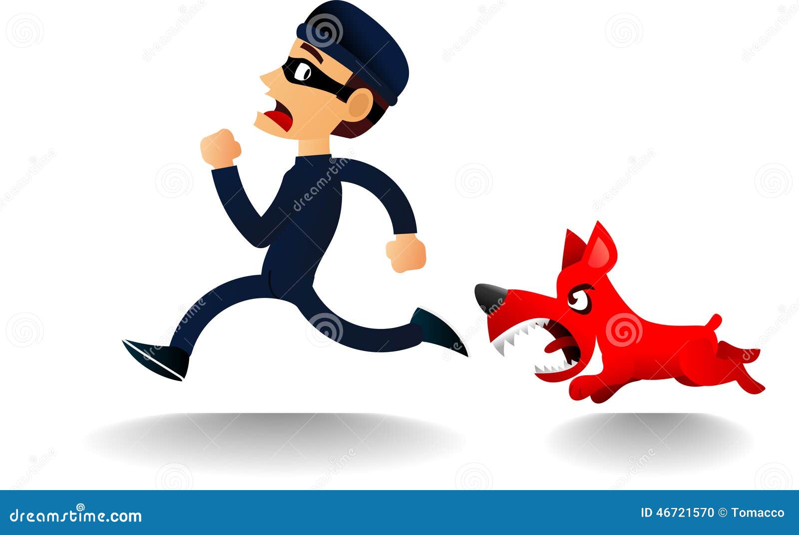 Furious Dog Chasing Scared Thief Stock Illustration - Illustration of