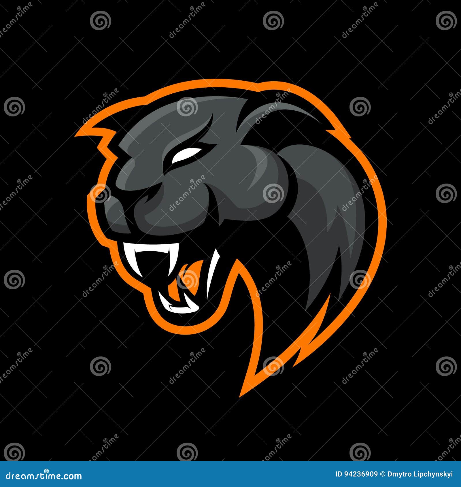 furious panther sport  logo concept on black background. modern professional mascot team badge .