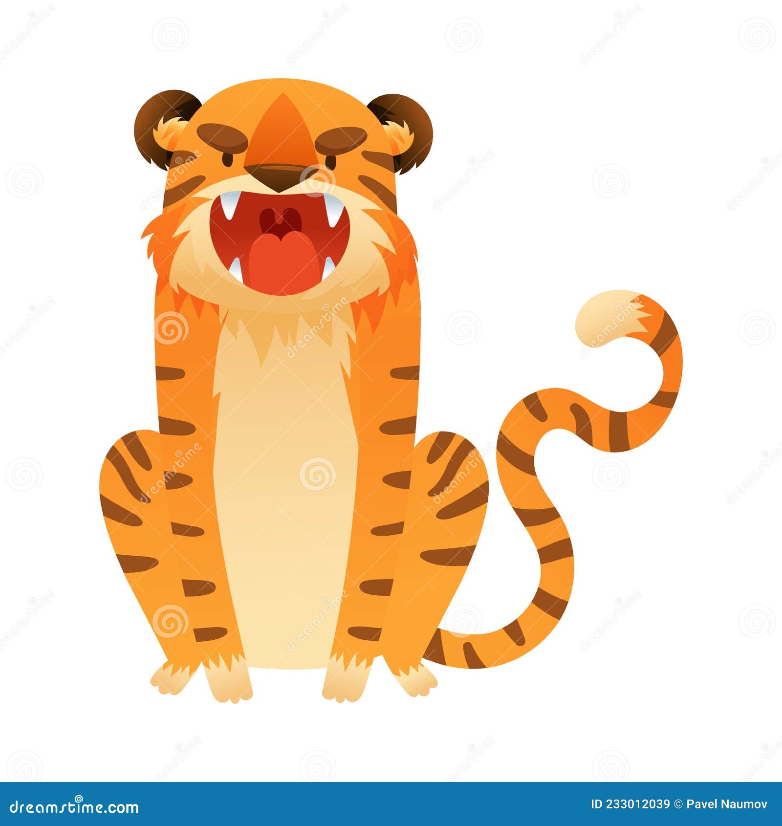 Furious Roaring Tiger. Wild Jungle Predator Animal Cartoon Vector  Illustration Stock Vector - Illustration of tiger, angry: 233012039