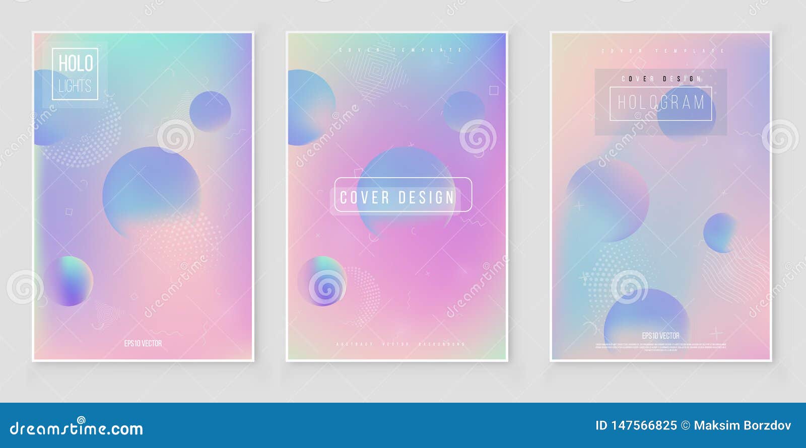 furistic modern holographic cover set. 90s, 80s retro style.