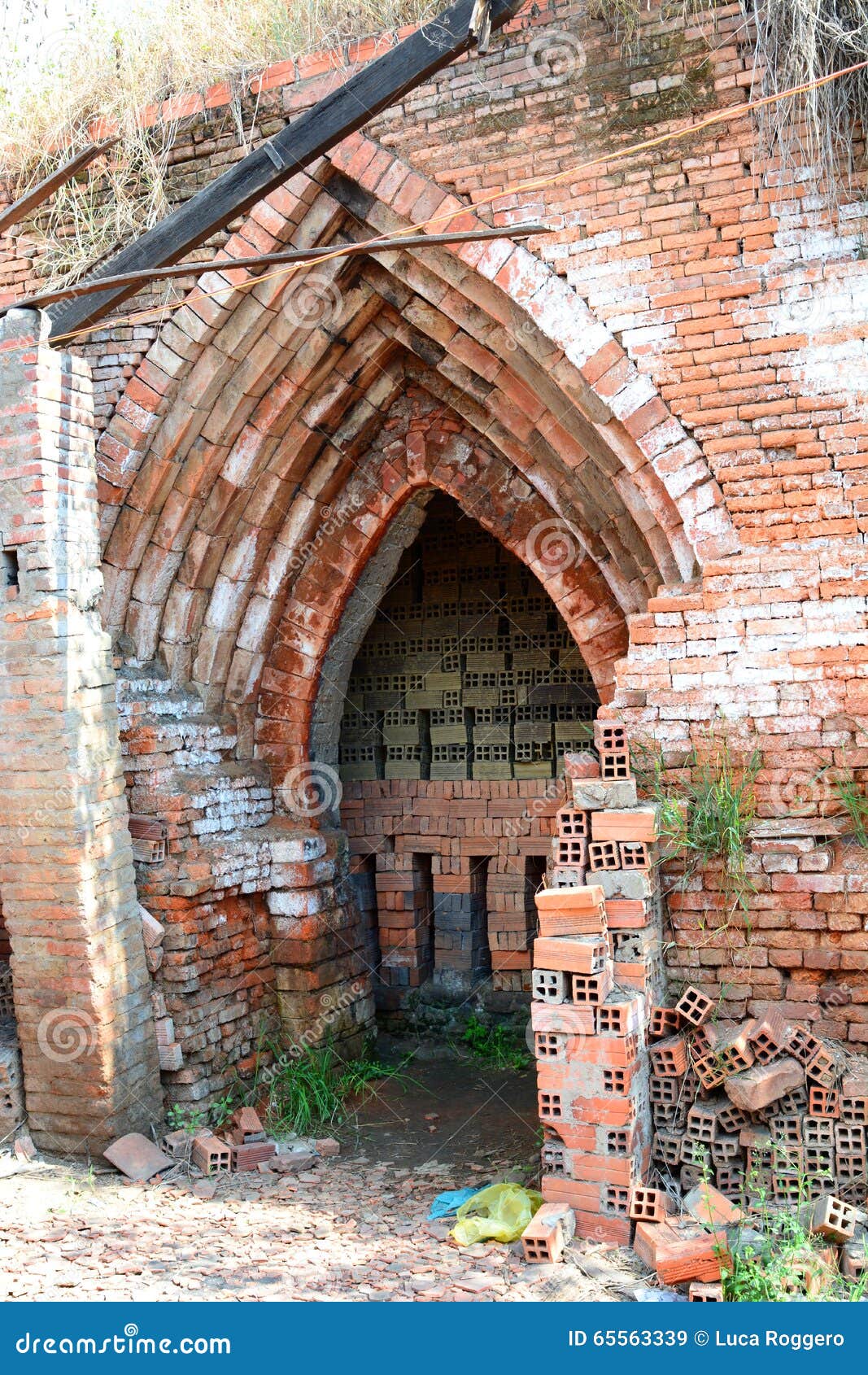 furnace in brick factory. ben tre. mekong delta region. vietnam