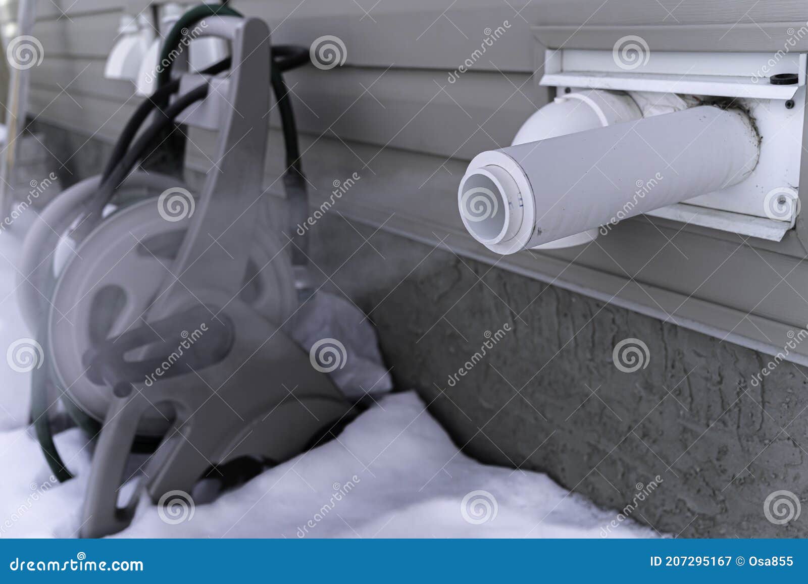Furnace Exhaust Pipe Blowing Out Steam in Winter Stock Image Image of