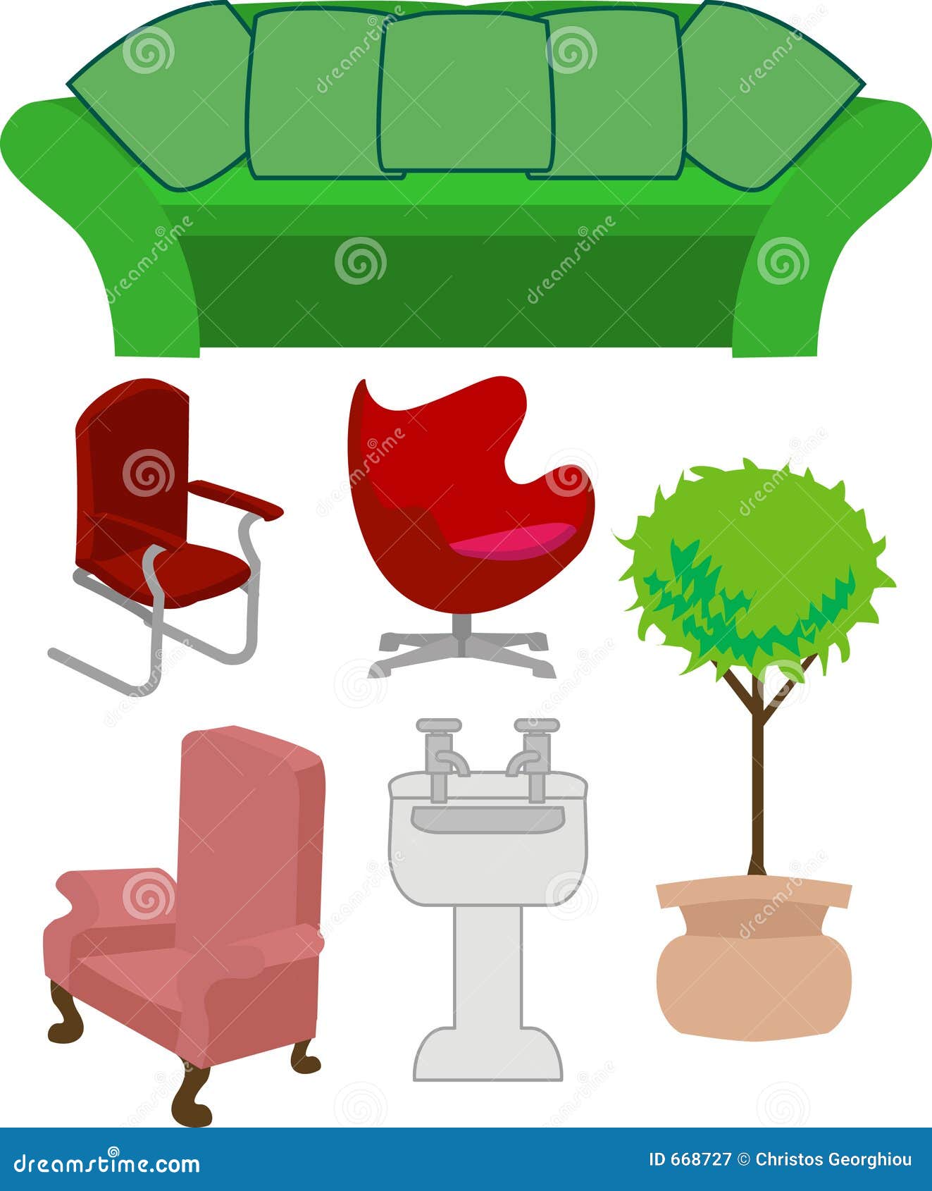 Furniture stock vector. Illustration of cupboard, loveseat 668727