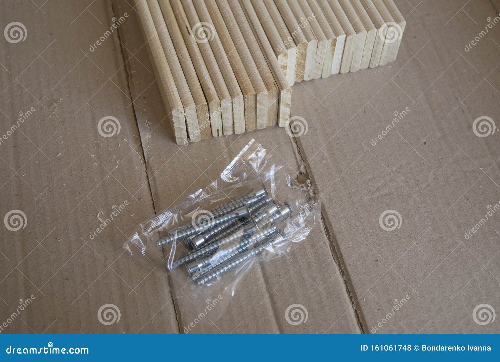 Furniture Assembly Parts and Tools for Self Assembly Furniture, on the Floor Stock Photo Image