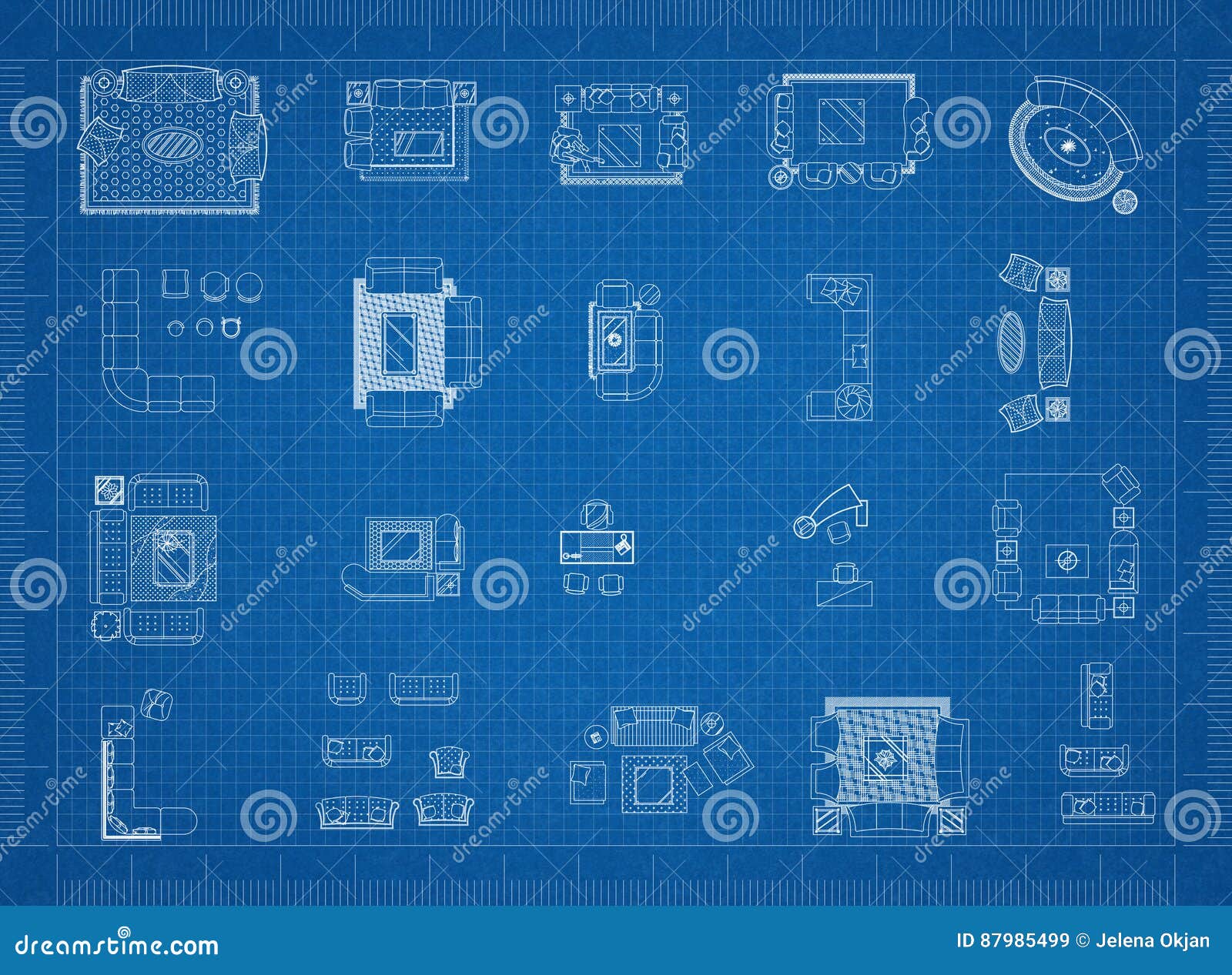 Furniture Blueprint Stock Illustration Illustration Of Apartment