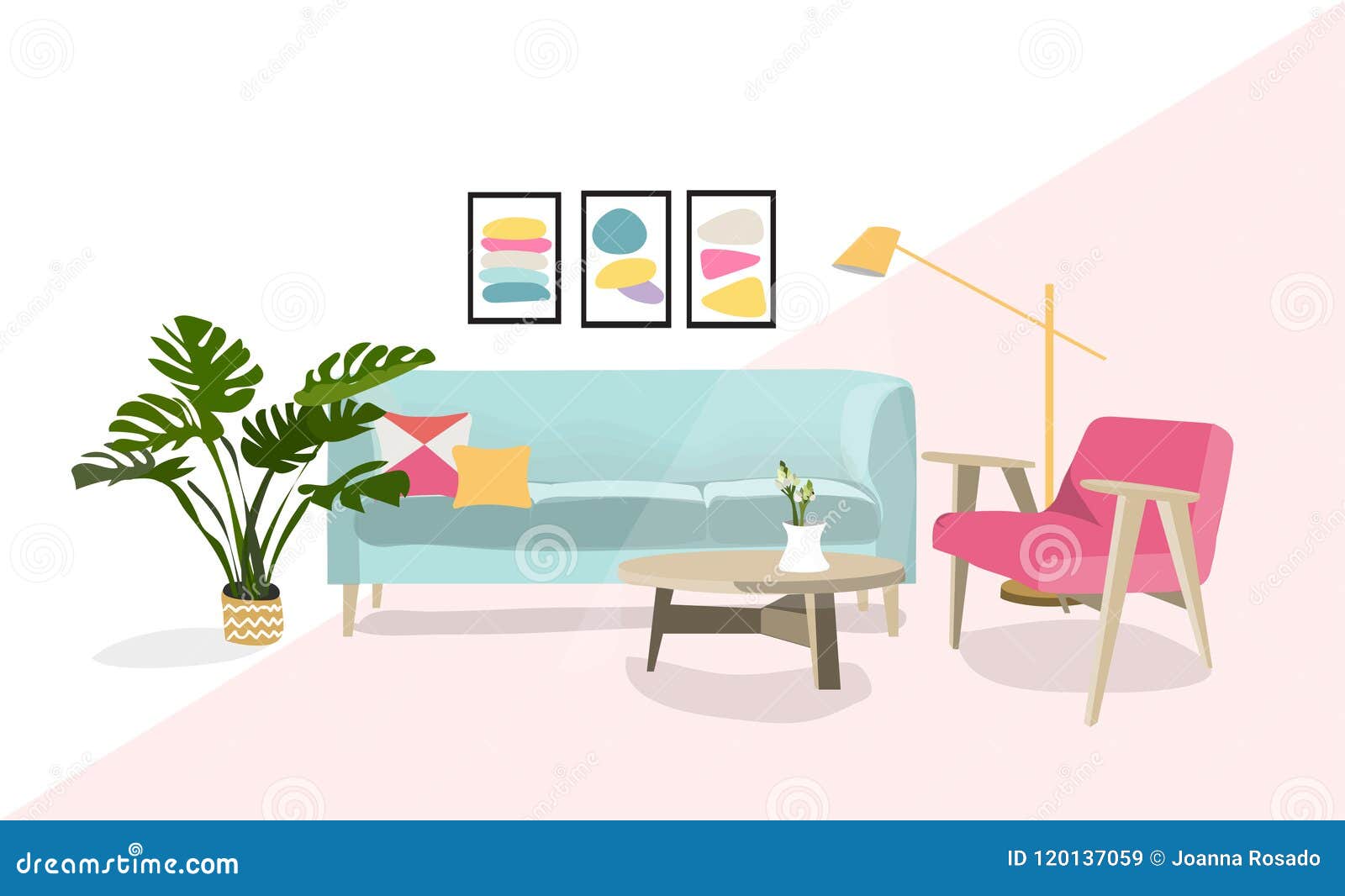 Interior Design Vector Illustration Furniture Of Living 