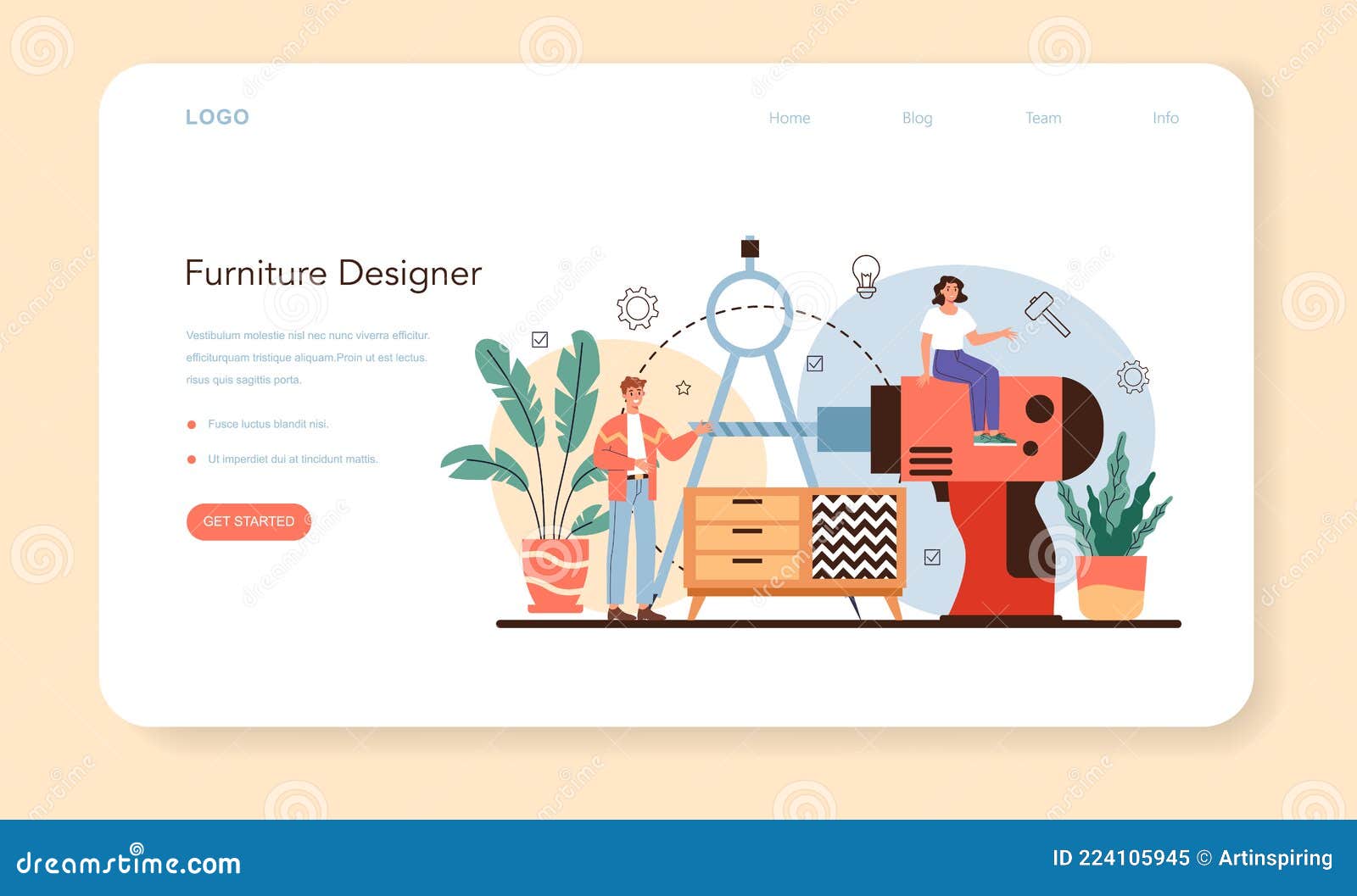 furniture er web banner or landing page. industrial 