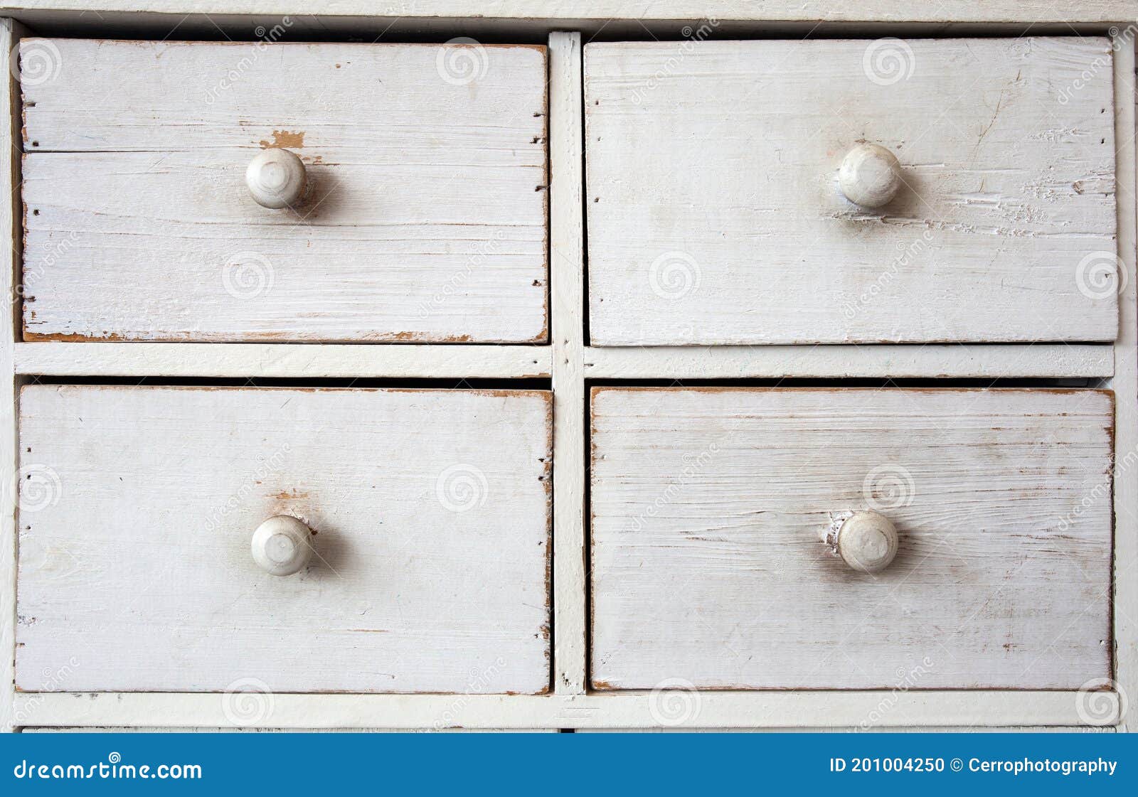 Furniture Detail Shot of Vintage Old White Wooden Chest of Drawers ...