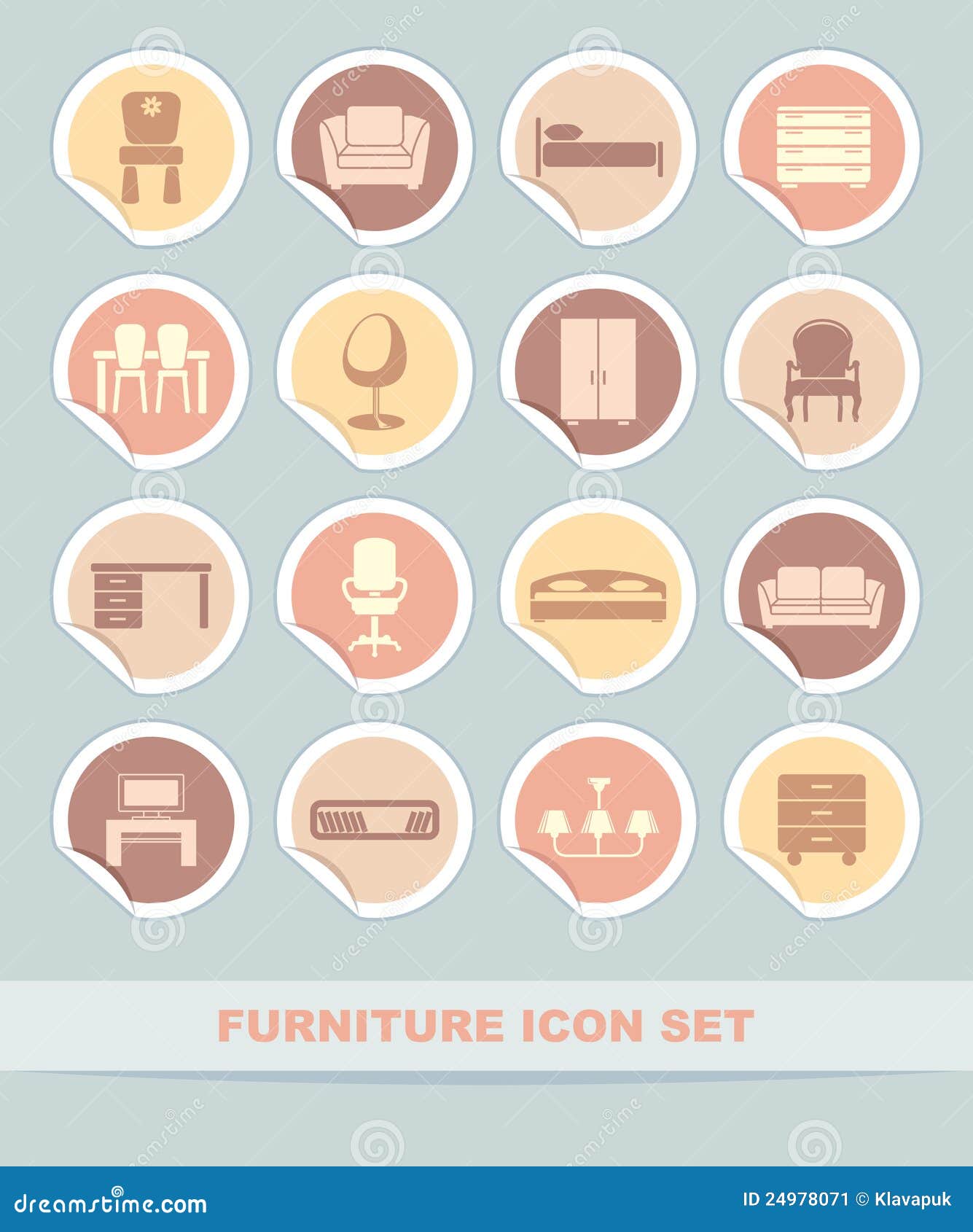 Furniture icon set stock vector. Illustration of desk 24978071
