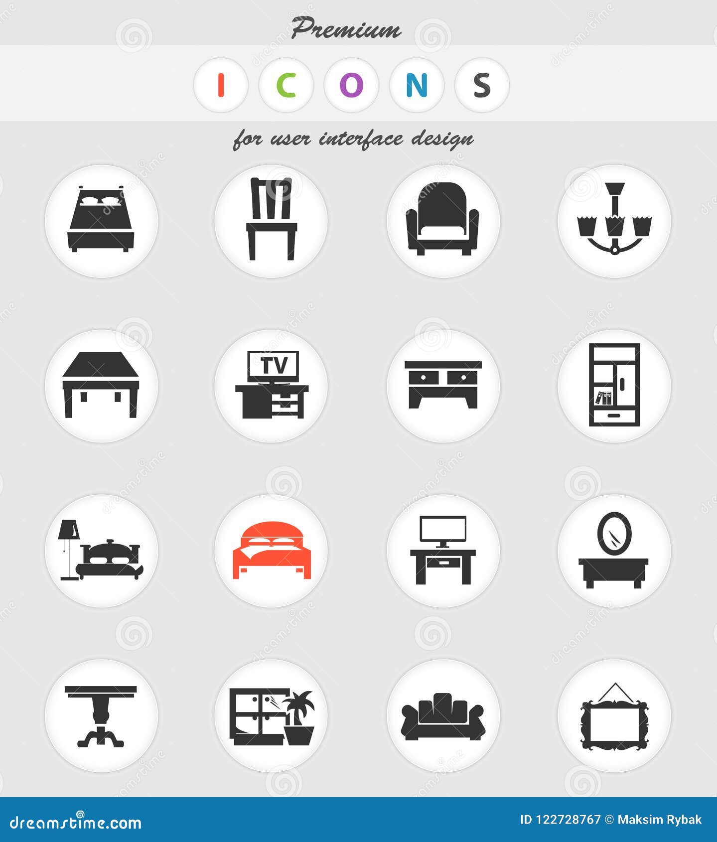 Furniture icon set stock vector. Illustration of furniture - 122728767