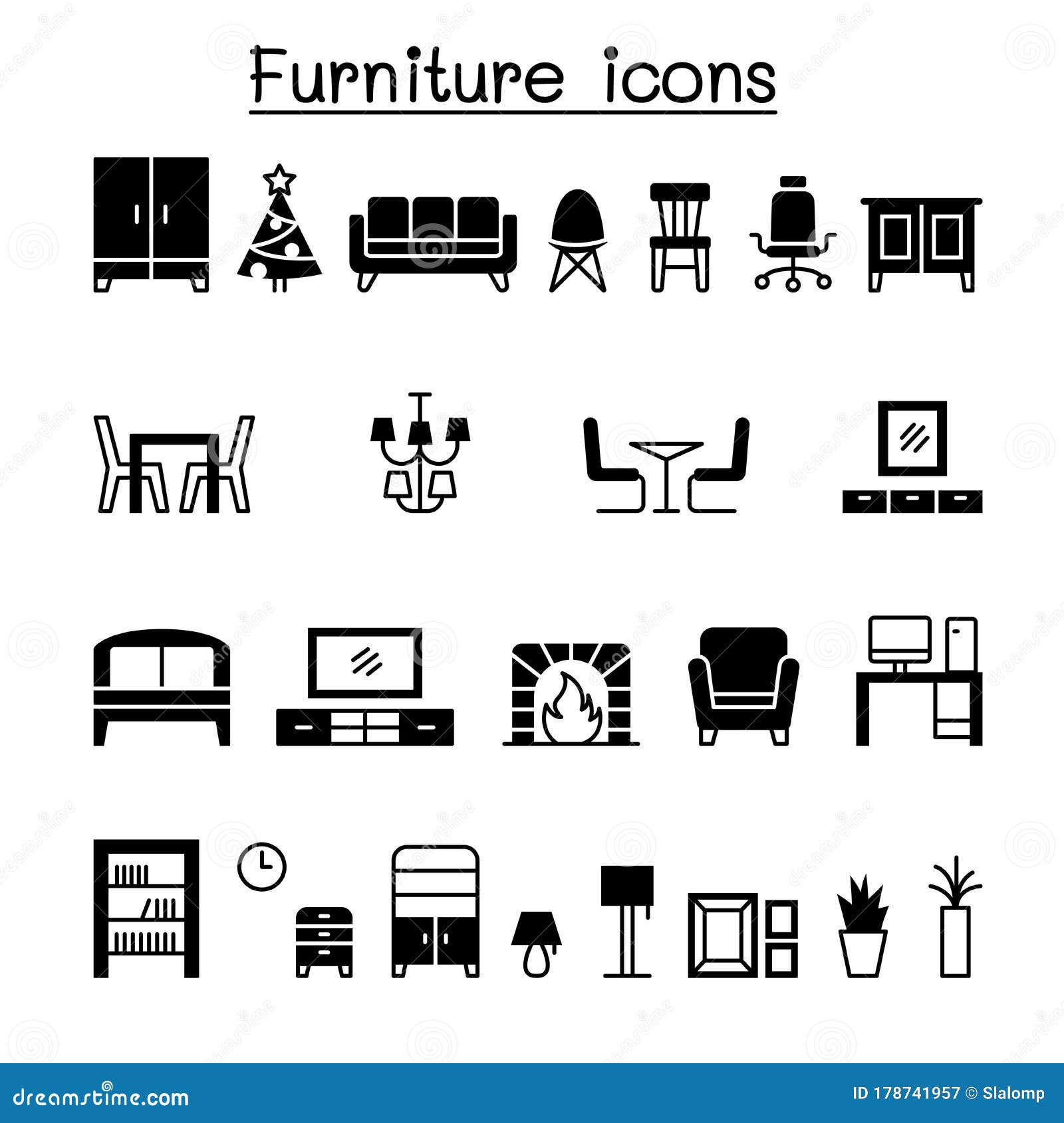 Furniture Icon Set Vector Illustration Graphic Design Stock Vector