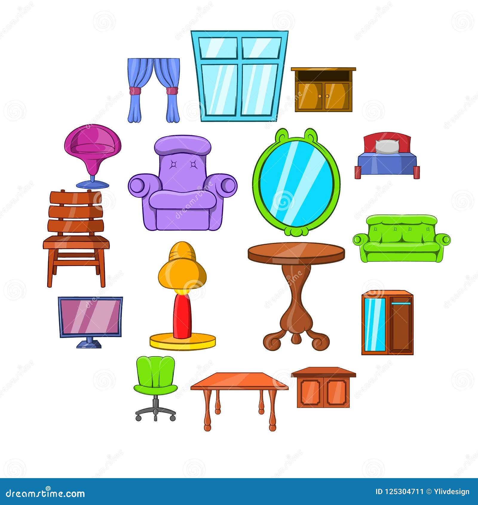 Furniture icons set stock illustration. Illustration of furniture ...