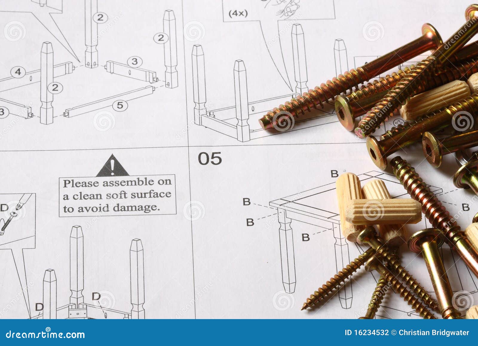 Furniture Instructions with Fixings Stock Photo Image of house, build