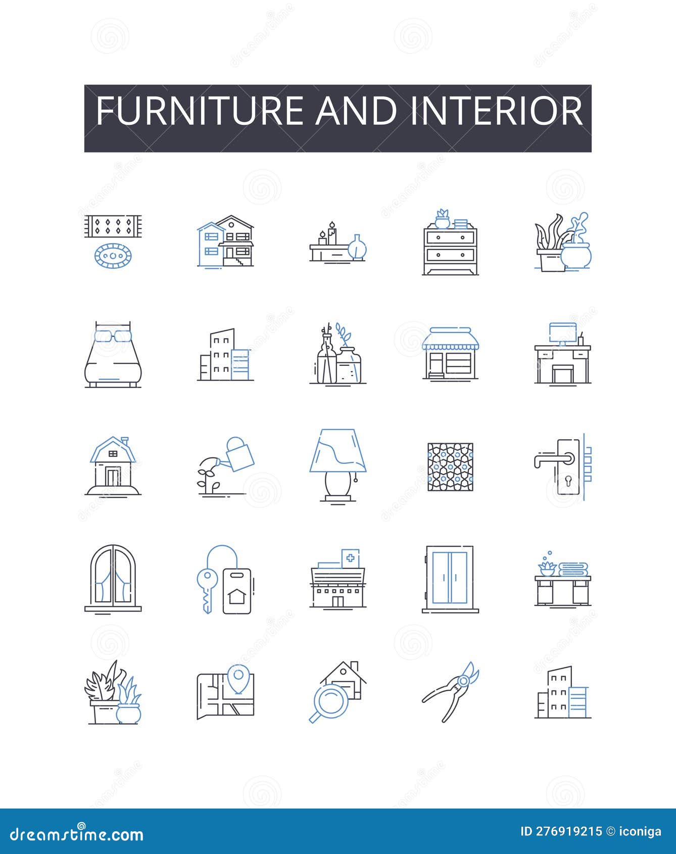 furniture and interior line icons collection. credirthiness, scores, management, monitoring, history, finance, analysis