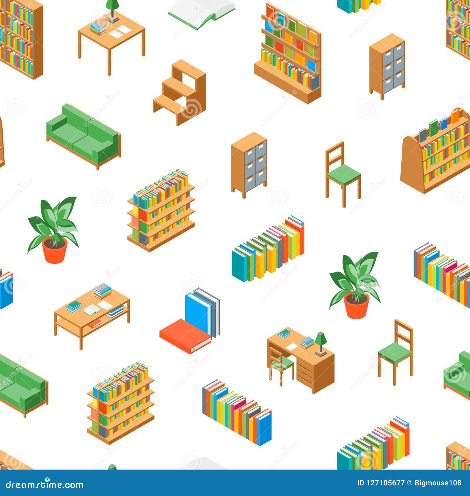 Download Furniture For Library 3d Seamless Pattern Background ...