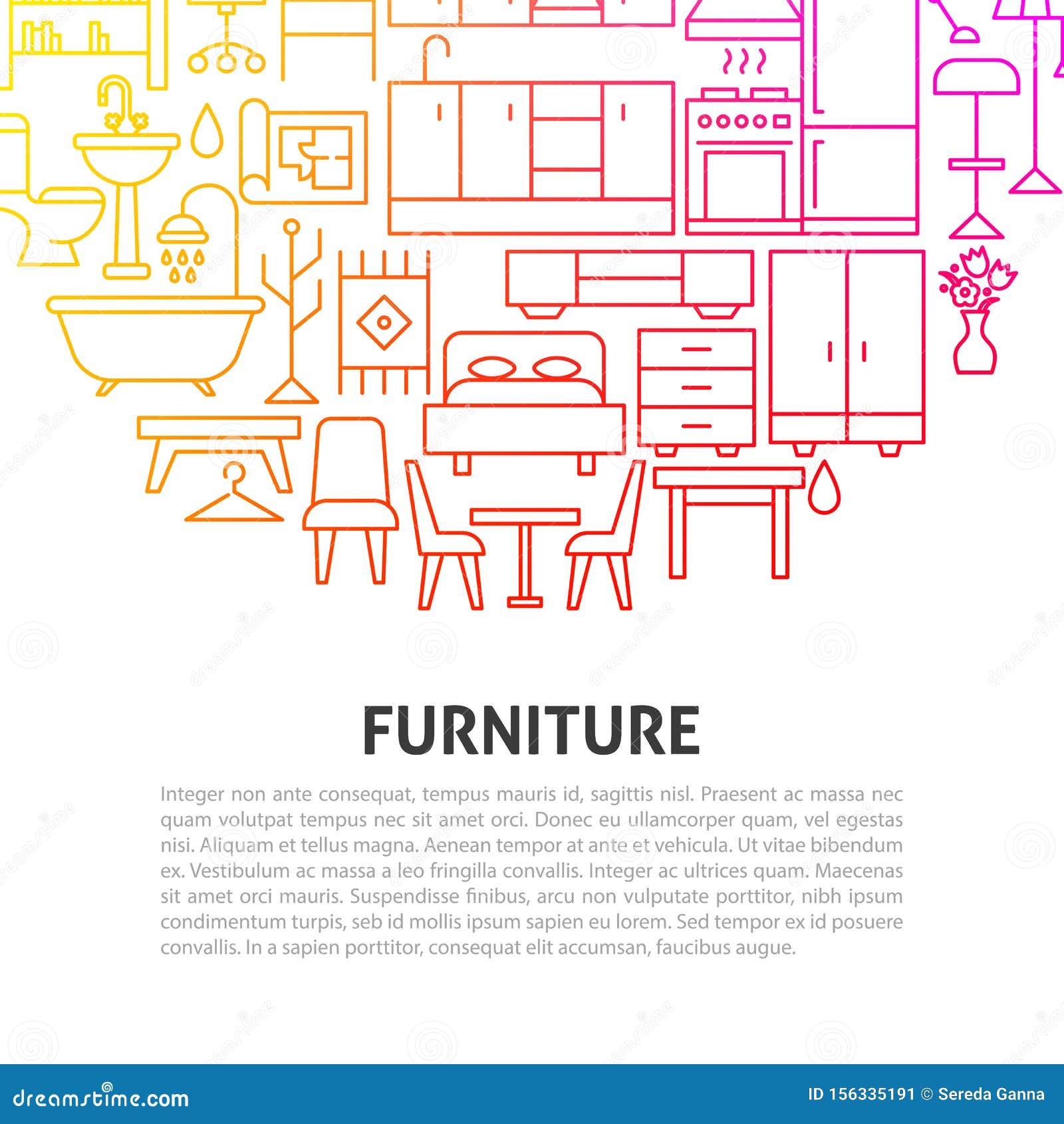 Furniture Line Concept stock vector. Illustration of background 156335191