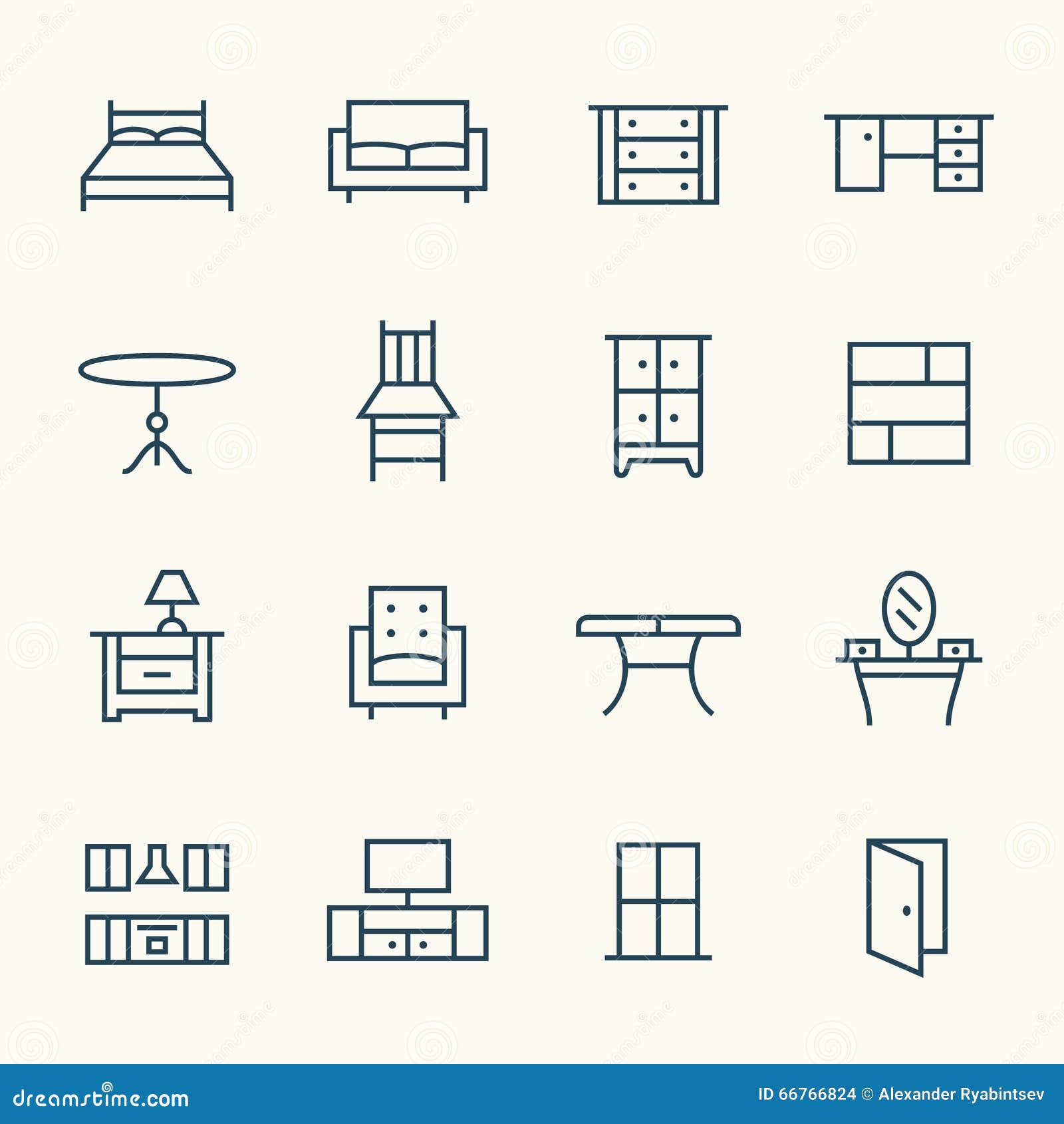 Furniture line icons stock vector. Illustration of furniture 66766824