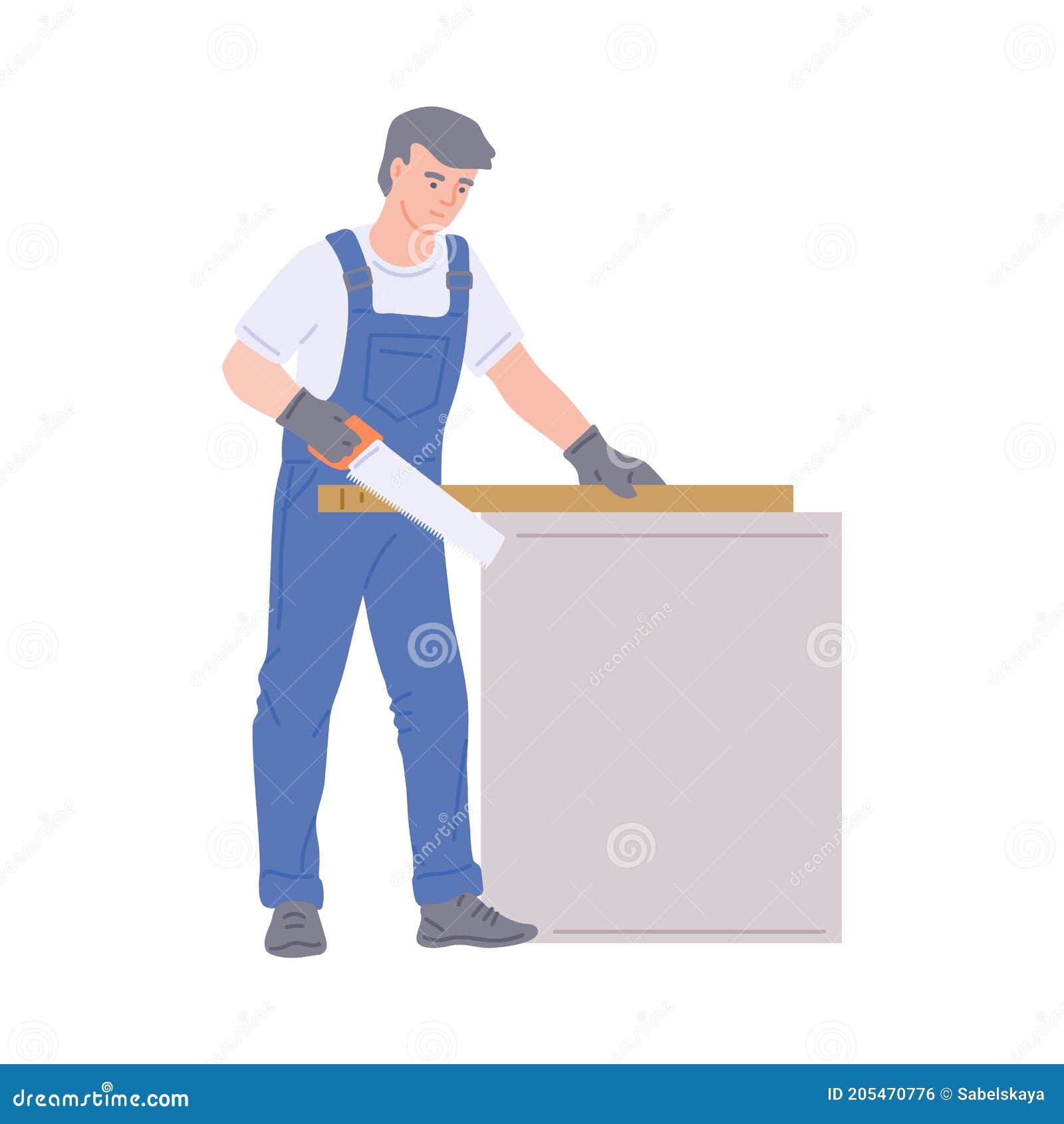 Furniture Maker and Assembling Worker, Flat Vector Illustration Isolated. Stock Vector