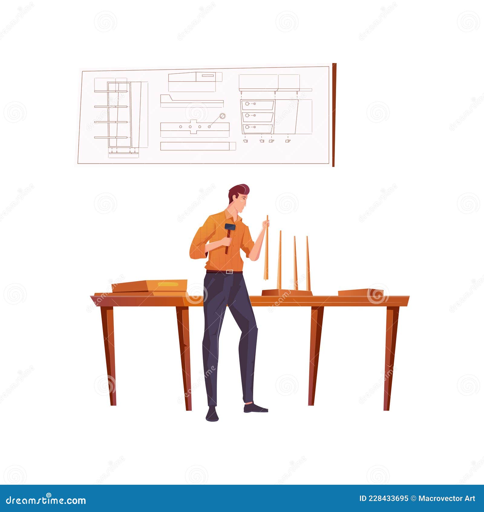 Furniture Maker Illustration Stock Vector Illustration of element