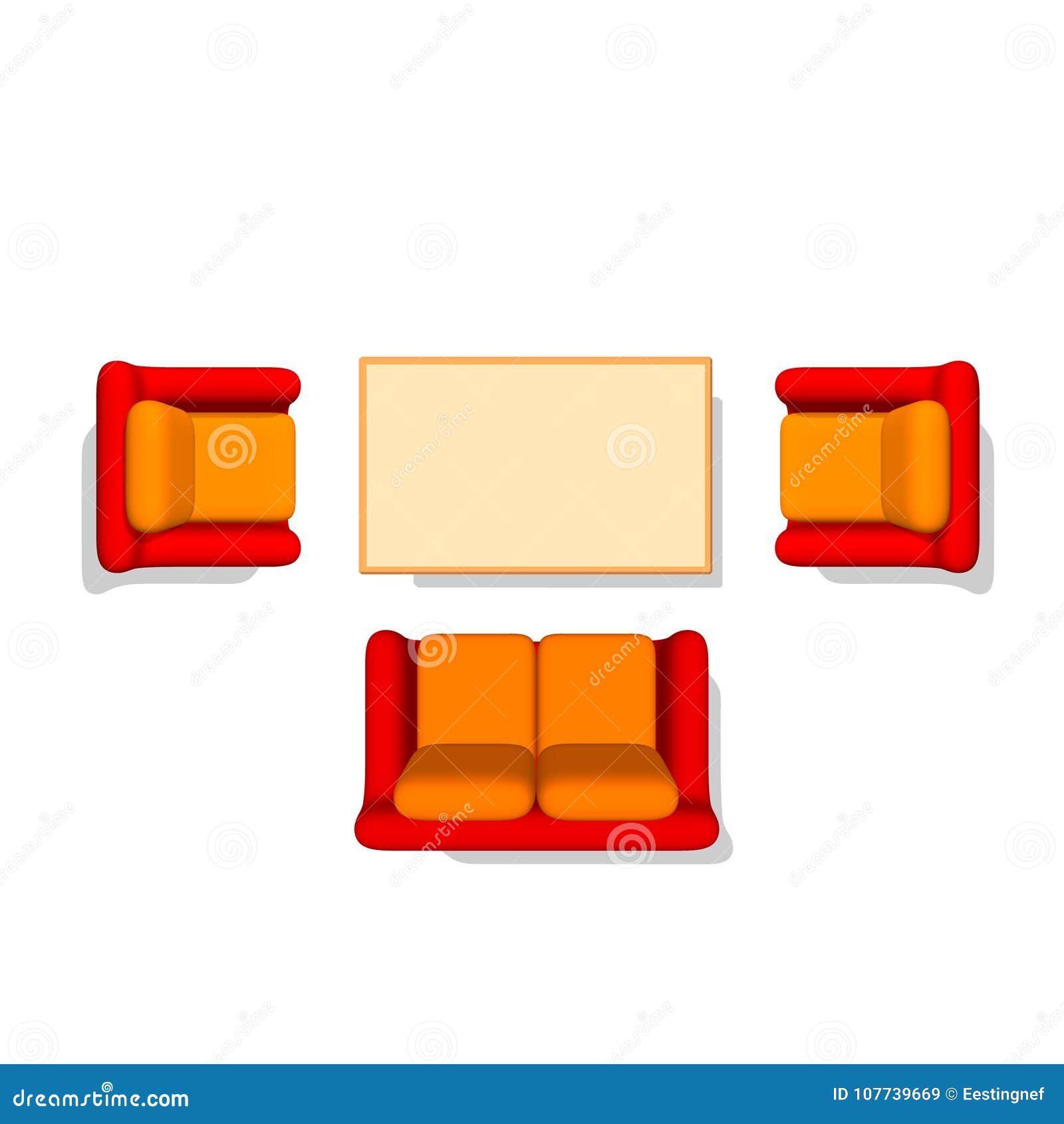 Furniture Set. Sofa.Armchair.Table. 3d Vector Illustration. Top Stock ...