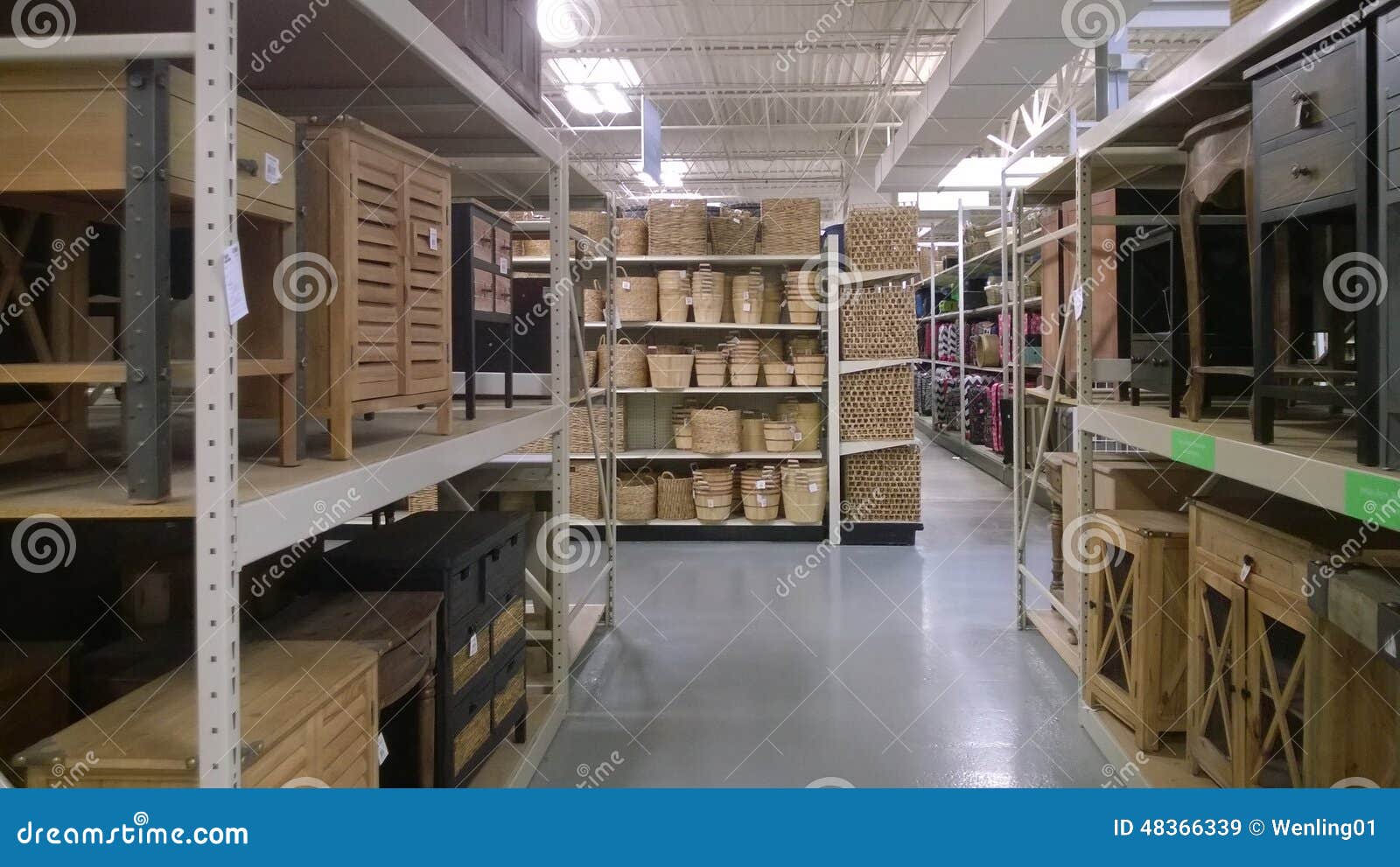 Furniture And Storage Basket On Shelves Selling Editorial Stock