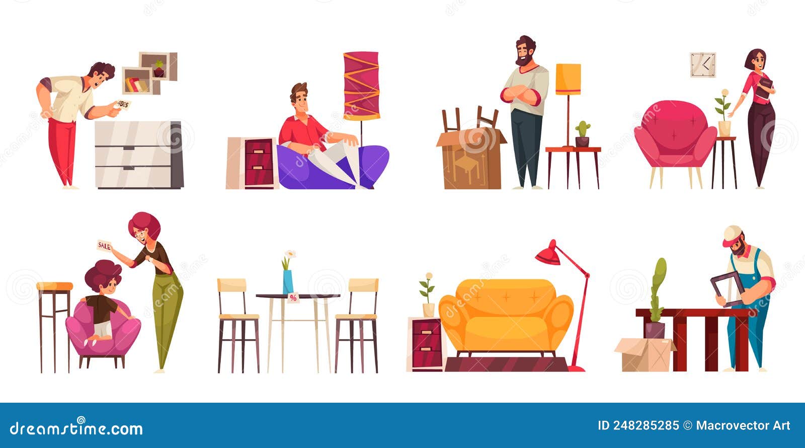 Furniture Store Compositions Set Stock Vector Illustration of design, collection 248285285