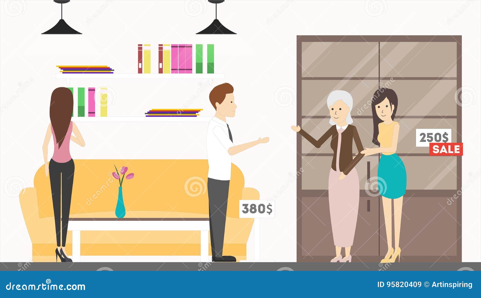 Furniture store interior. stock vector. Illustration of equipment 95820409