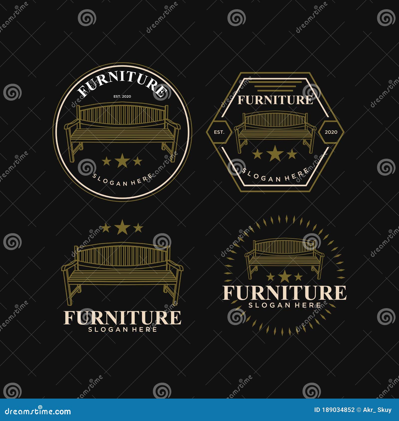 Furniture Vintage Logo Design Template Stock Illustration