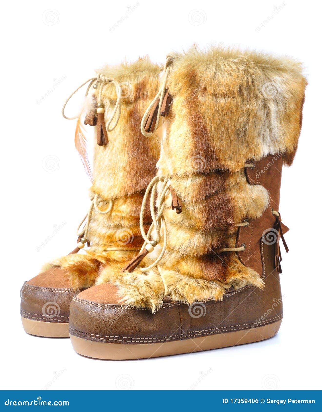 Furry winter boots stock photo. Image of unisex, cutout - 17359406